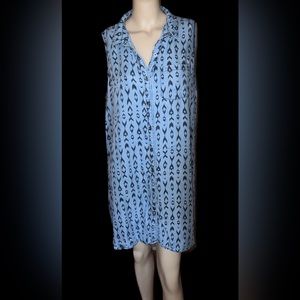 Blue sleeveless western dress L - perfect for rodeo